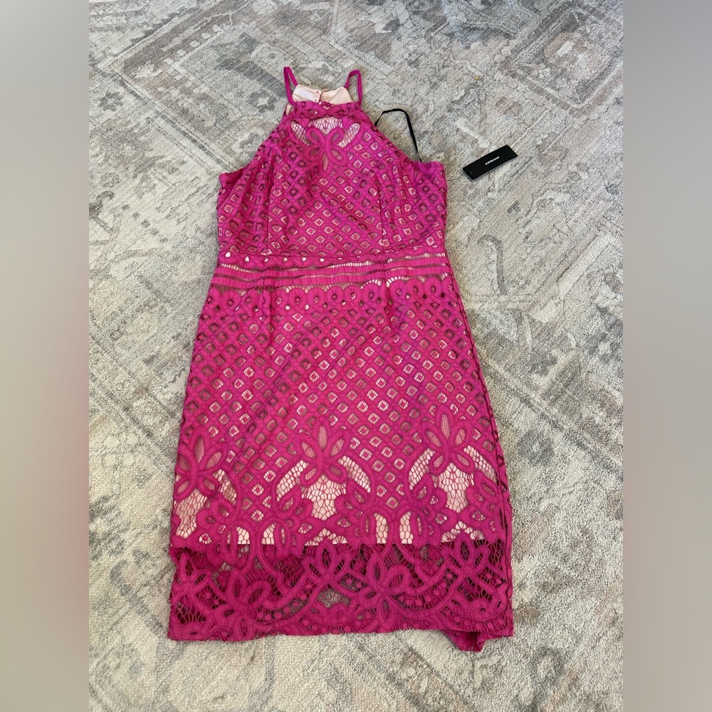 Lulu's Fuchsia Lace Mini Dress
